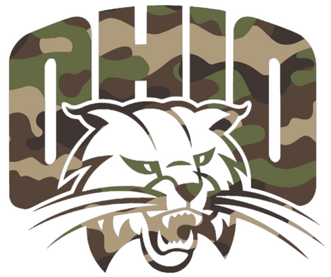 Ohio Bobcats WOODLAND CAMO CAMOUFLAGE Alternate Team Logo Premium DieCut Vinyl Decal PICK SIZE