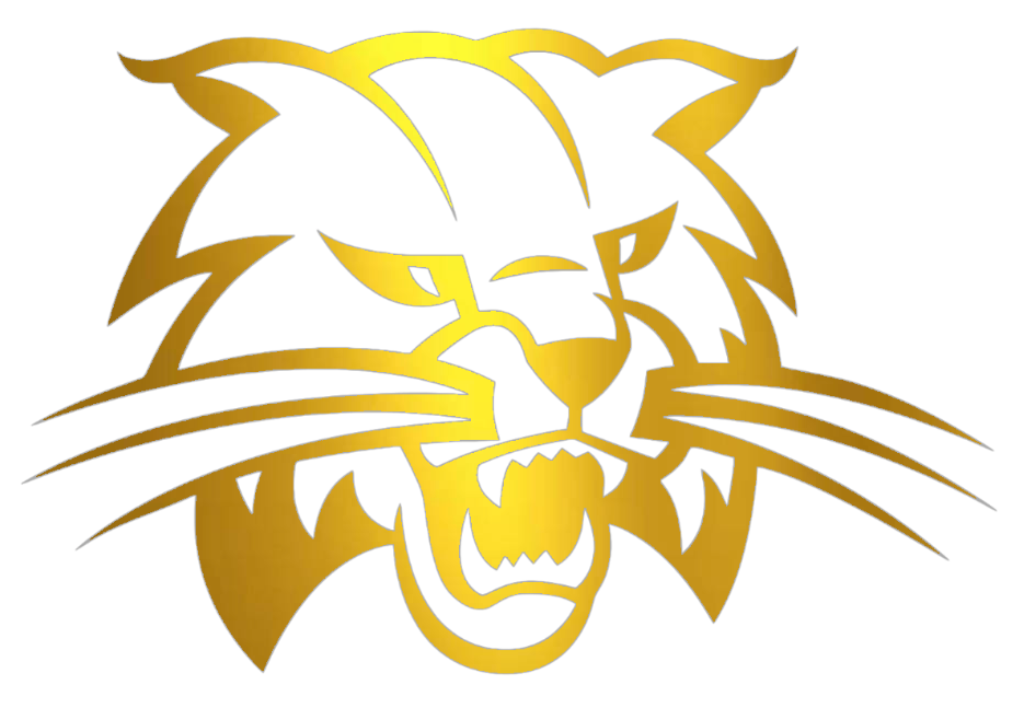 Ohio Bobcats GOLD CHROME MIRROR Mascot Logo Premium DieCut Vinyl Decal PICK SIZE