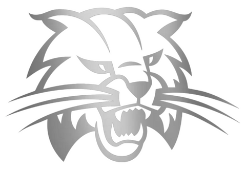 Ohio Bobcats SILVER CHROME MIRROR Mascot Logo Premium DieCut Vinyl Decal PICK SIZE