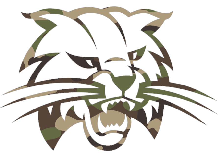 Ohio Bobcats WOODLAND CAMO CAMOUFLAGE Mascot Logo Premium DieCut Vinyl Decal PICK SIZE