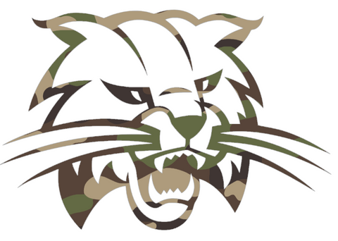 Ohio Bobcats WOODLAND CAMO CAMOUFLAGE Mascot Logo Premium DieCut Vinyl Decal PICK SIZE