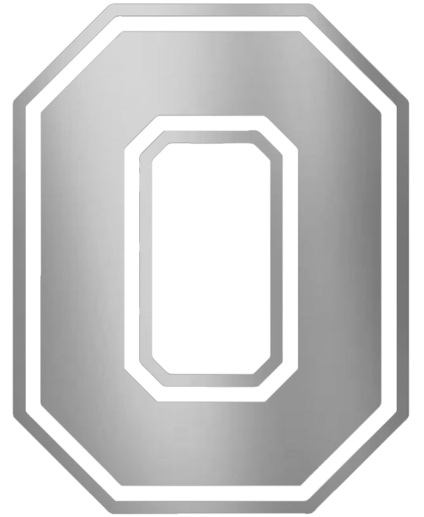 Ohio State Buckeyes SILVER CHROME MIRROR Alternate Logo Premium DieCut Vinyl Decal PICK SIZE