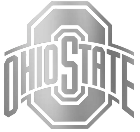 Ohio State Buckeyes SILVER CHROME MIRROR Team Logo Premium DieCut Vinyl Decal PICK SIZE