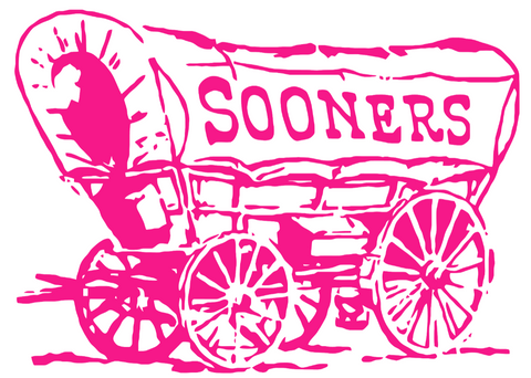 Oklahoma Sooners Hot Pink Wagon Retro Throwback Logo Premium DieCut Vinyl Decal PICK SIZE