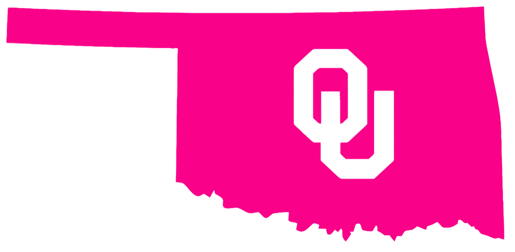 Oklahoma Sooners Hot Pink State Logo Premium DieCut Vinyl Decal PICK SIZE