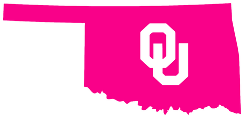 Oklahoma Sooners Hot Pink State Logo Premium DieCut Vinyl Decal PICK SIZE