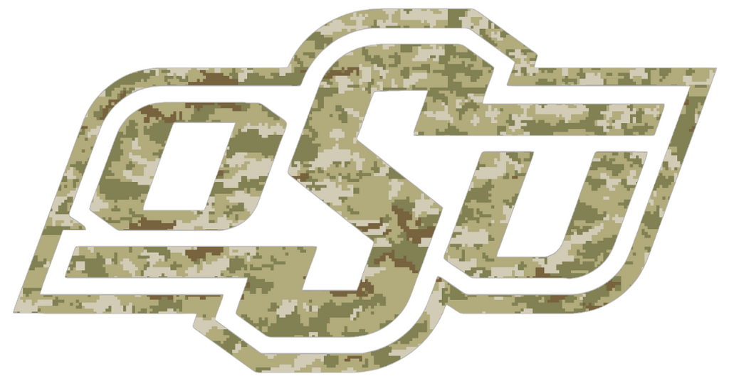 Oklahoma State Cowboys Team Logo Salute to Service Camouflage Camo Vinyl Decal PICK SIZE