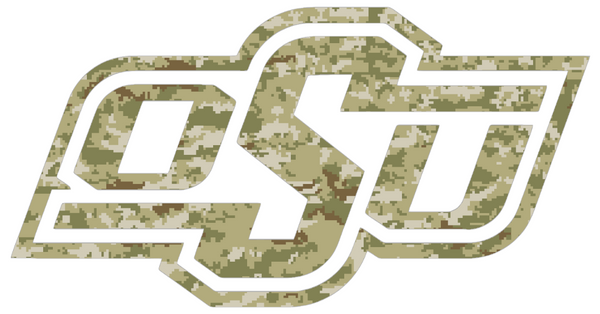 Oklahoma State Cowboys Team Logo Salute to Service Camouflage Camo Vinyl Decal PICK SIZE