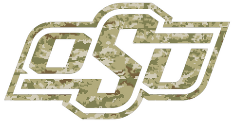 Oklahoma State Cowboys Team Logo Salute to Service Camouflage Camo Vinyl Decal PICK SIZE