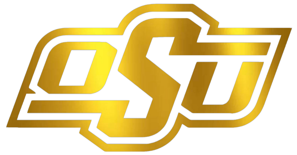 Oklahoma State Cowboys GOLD CHROME MIRROR Team Logo Premium DieCut Vinyl Decal PICK SIZE