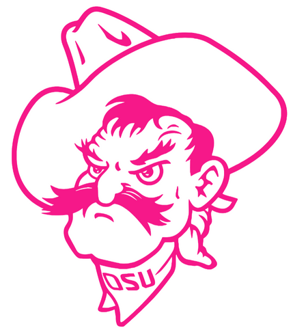 Oklahoma State Cowboys Hot Pink Mascot Logo Premium DieCut Vinyl Decal PICK SIZE
