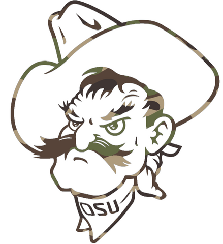 Oklahoma State Cowboys Woodland Camo Camouflage Mascot Logo Premium DieCut Vinyl Decal PICK SIZE
