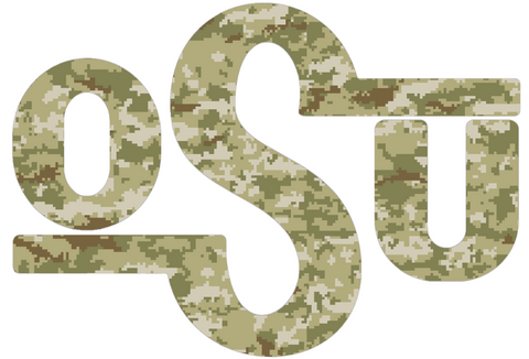 Oklahoma State Cowboys Retro Throwback Logo Salute to Service Camouflage Camo Vinyl Decal PICK SIZE