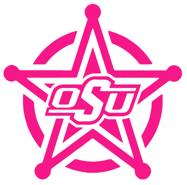 Oklahoma State Cowboys Hot Pink Star Logo Premium DieCut Vinyl Decal PICK SIZE