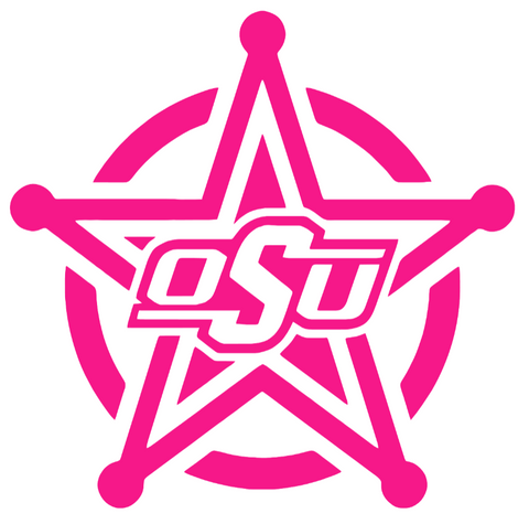 Oklahoma State Cowboys Hot Pink Star Logo Premium DieCut Vinyl Decal PICK SIZE