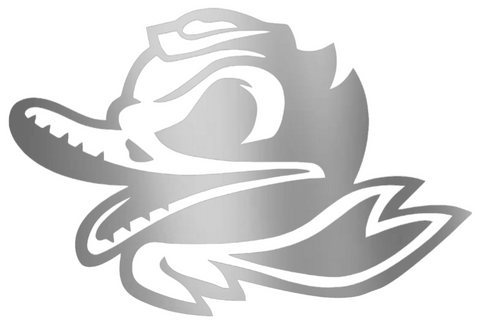 Oregon Ducks SILVER CHROME MIRROR Combat Puddles Logo Premium DieCut Vinyl Decal PICK SIZE