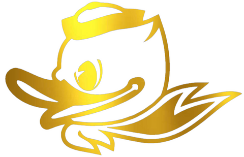 Oregon Ducks GOLD CHROME MIRROR Puddles Logo Premium DieCut Vinyl Decal PICK SIZE