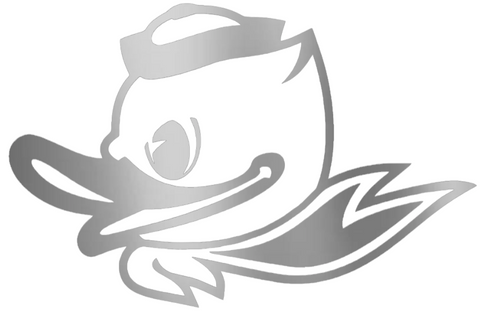 Oregon Ducks SILVER CHROME MIRROR Puddles Logo Premium DieCut Vinyl Decal PICK SIZE