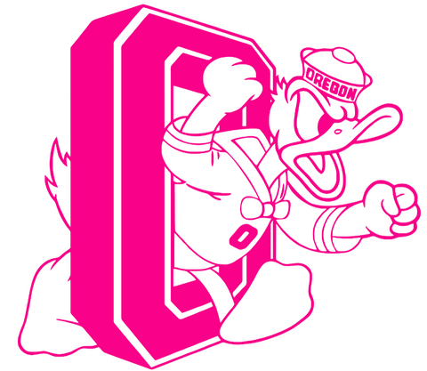 Oregon Ducks Hot Pink Retro Throwback Logo Premium DieCut Vinyl Decal PICK SIZE