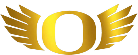 Oregon Ducks GOLD CHROME MIRROR Wings Logo Premium DieCut Vinyl Decal PICK SIZE