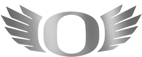 Oregon Ducks SILVER CHROME MIRROR Wings Logo Premium DieCut Vinyl Decal PICK SIZE