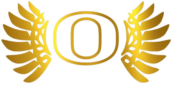 Oregon Ducks GOLD CHROME MIRROR Wings Logo Premium DieCut Vinyl Decal PICK SIZE