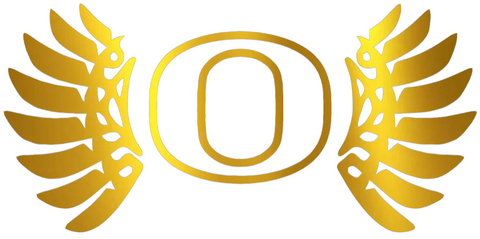 Oregon Ducks GOLD CHROME MIRROR Wings Logo Premium DieCut Vinyl Decal PICK SIZE