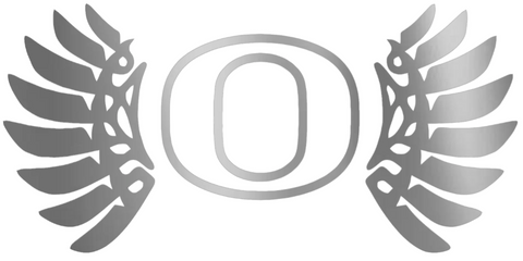 Oregon Ducks SILVER CHROME MIRROR Wings Logo Premium DieCut Vinyl Decal PICK SIZE