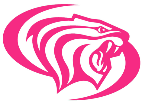 Pacific Tigers HOT PINK Team Logo Premium DieCut Vinyl Decal PICK SIZE