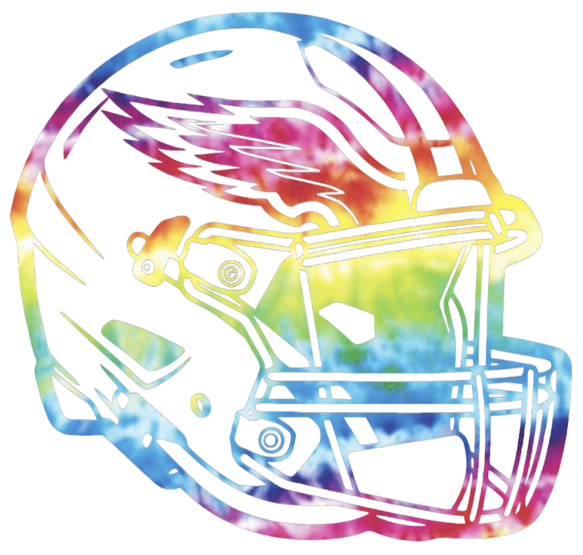 Philadelphia Eagles Crucial Catch Cancer Football Helmet Tie Dye Vinyl Decal PICK SIZE