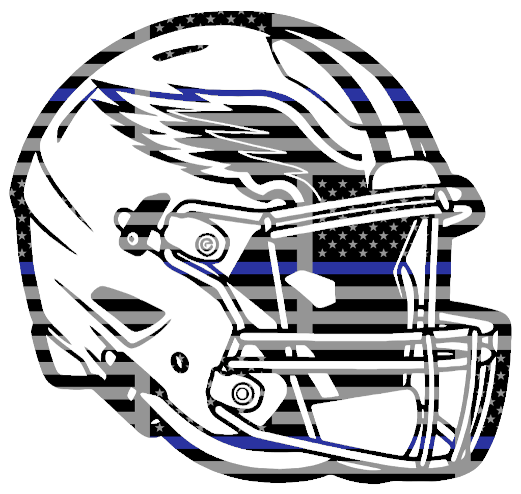 Philadelphia Eagles Football Helmet Thin Blue Line American Flag Premium DieCut Vinyl Decal PICK SIZE