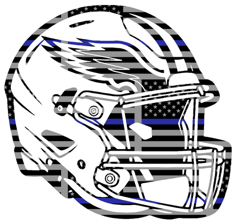 Philadelphia Eagles Football Helmet Thin Blue Line American Flag Premium DieCut Vinyl Decal PICK SIZE