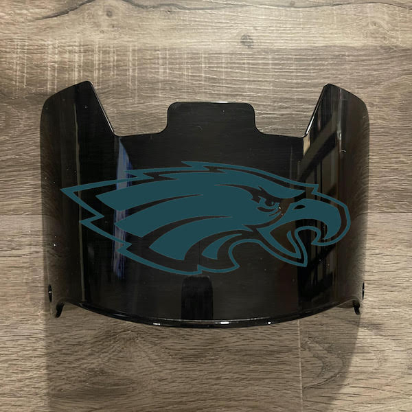 Philadelphia Eagles Full Size Football Helmet Visor Shield Black Dark Tint w/ Clips - PICK LOGO COLOR