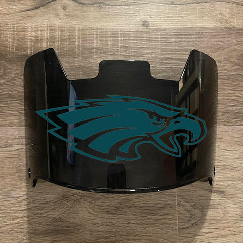 Philadelphia Eagles Full Size Football Helmet Visor Shield Black Dark Tint w/ Clips - PICK LOGO COLOR