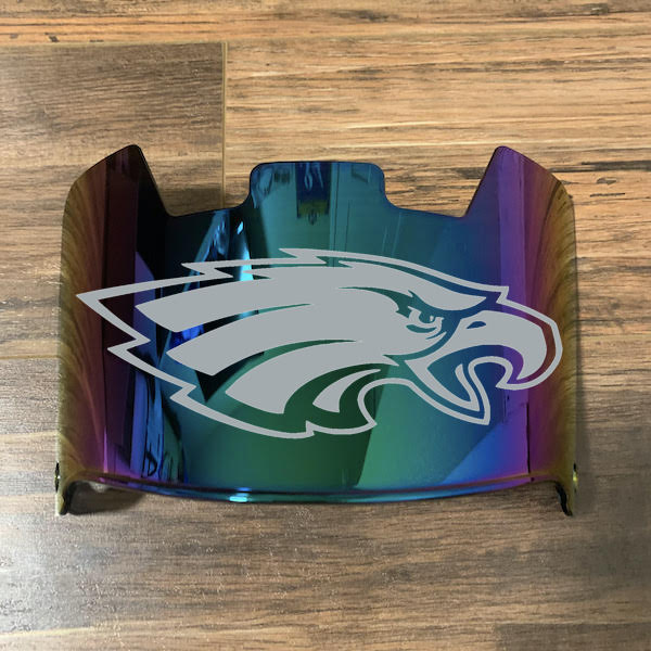 Philadelphia Eagles Full Size Football Helmet Visor Shield Green Iridium Mirror w/ Clips - PICK LOGO COLOR