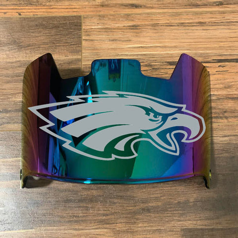 Philadelphia Eagles Full Size Football Helmet Visor Shield Green Iridium Mirror w/ Clips - PICK LOGO COLOR