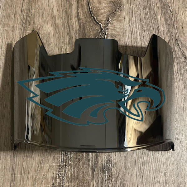 Philadelphia Eagles Full Size Football Helmet Visor Shield Silver Chrome Mirror w/ Clips - PICK LOGO COLOR