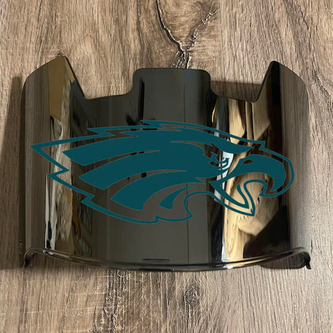 Philadelphia Eagles Full Size Football Helmet Visor Shield Silver Chrome Mirror w/ Clips - PICK LOGO COLOR