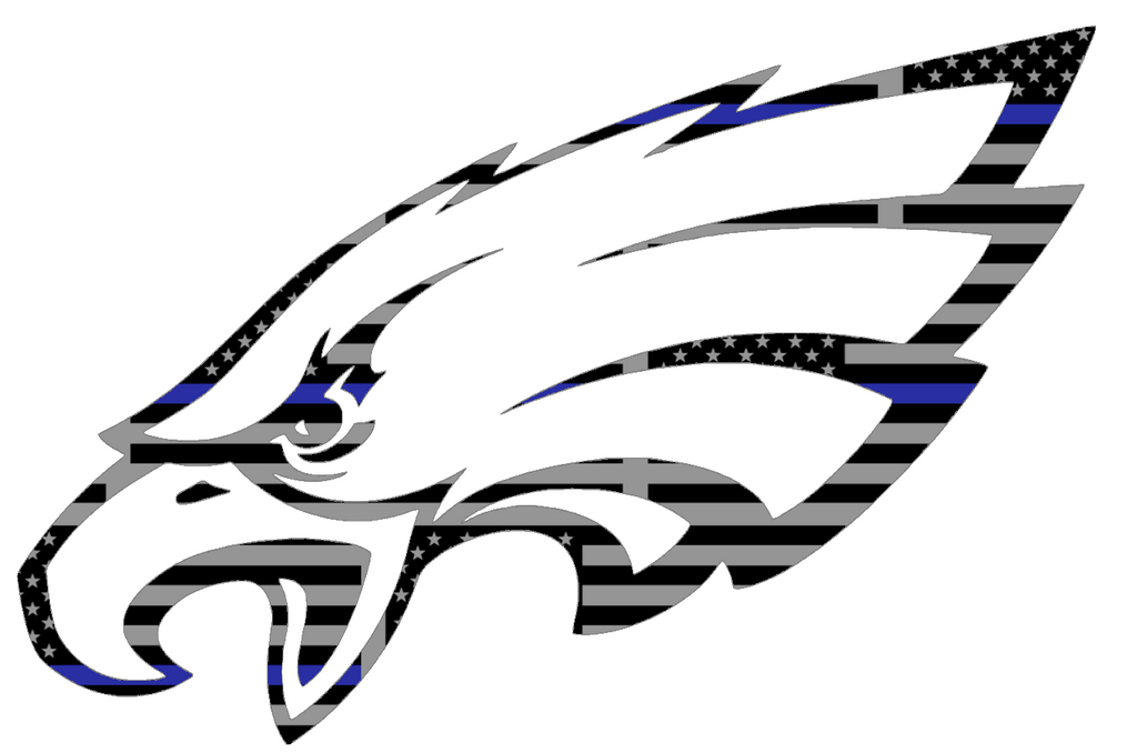Philadelphia Eagles Thin Blue Line Team Logo American Flag Premium DieCut Vinyl Decal PICK SIZE
