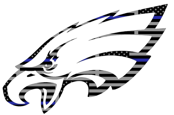 Philadelphia Eagles Thin Blue Line Team Logo American Flag Premium DieCut Vinyl Decal PICK SIZE