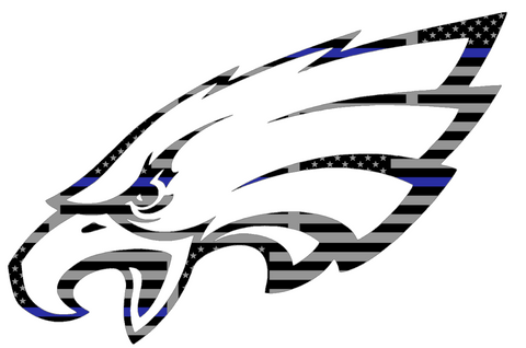 Philadelphia Eagles Thin Blue Line Team Logo American Flag Premium DieCut Vinyl Decal PICK SIZE