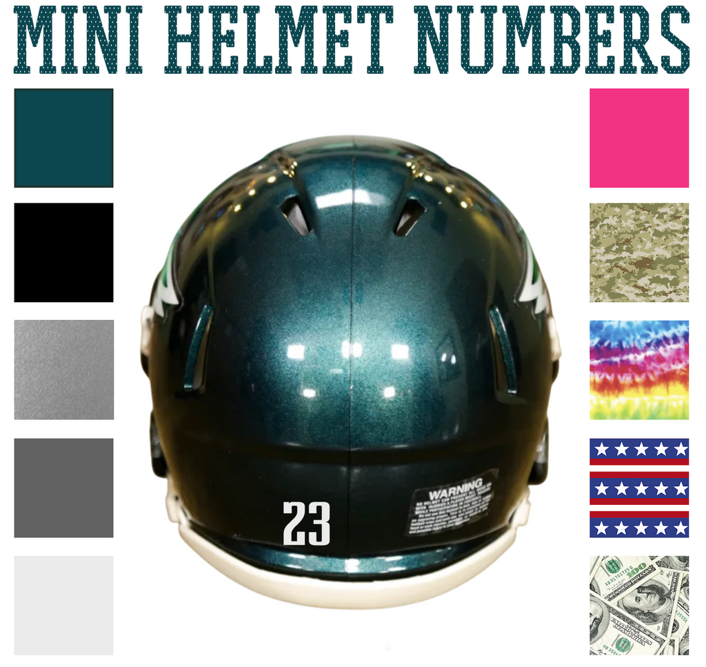 Philadelphia Eagles Jersey Style Vinyl Number Decal Sheet Set of 50 #0-9 - Pick Color & Size
