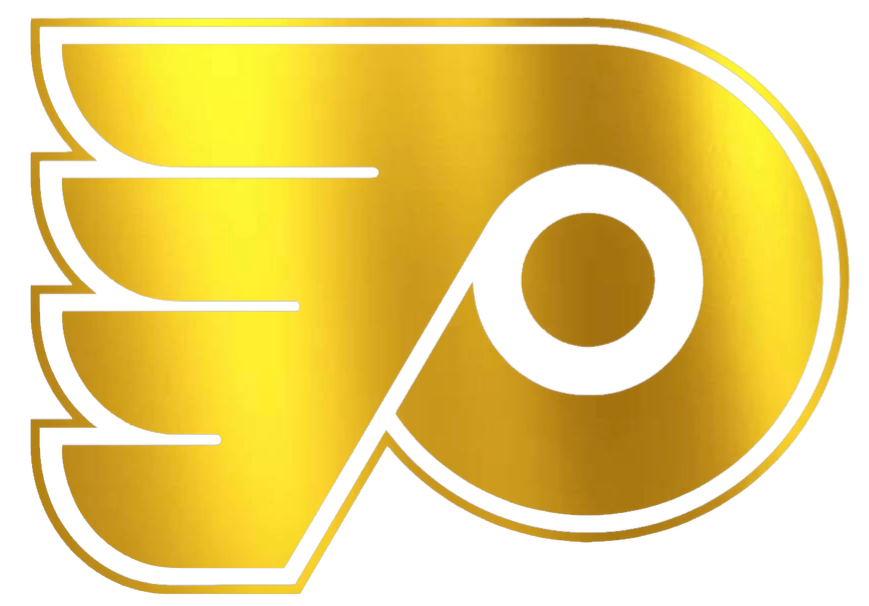 Philadelphia Flyers GOLD CHROME MIRROR Team Logo Premium DieCut Vinyl Decal PICK SIZE