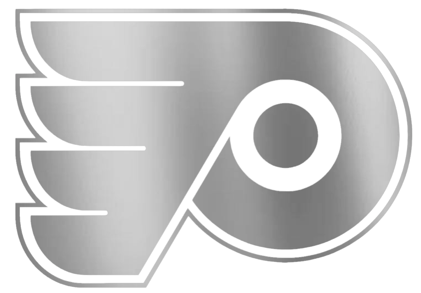 Philadelphia Flyers SILVER CHROME MIRROR Team Logo Premium DieCut Vinyl Decal PICK SIZE
