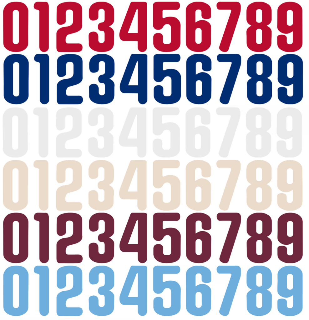 Philadelphia Phillies Baseball Helmet Jersey Style Vinyl Number Decal Sheet Set of 50 #0-9 - Pick Color & Size