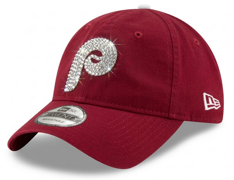 Philadelphia Phillies Swarovski Crystal Bling Womens Retro Maroon New Era Adjustable Hat