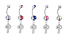 Philadelphia Phillies WHITE LOGO Silver Swarovski Belly Button Navel Ring - Customize Gem Colors
