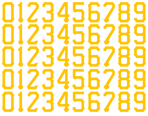 Pittsburgh Pirates Baseball Helmet Jersey Style Vinyl Number Decal Sheet Set of 50 #0-9 - Pick Color & Size