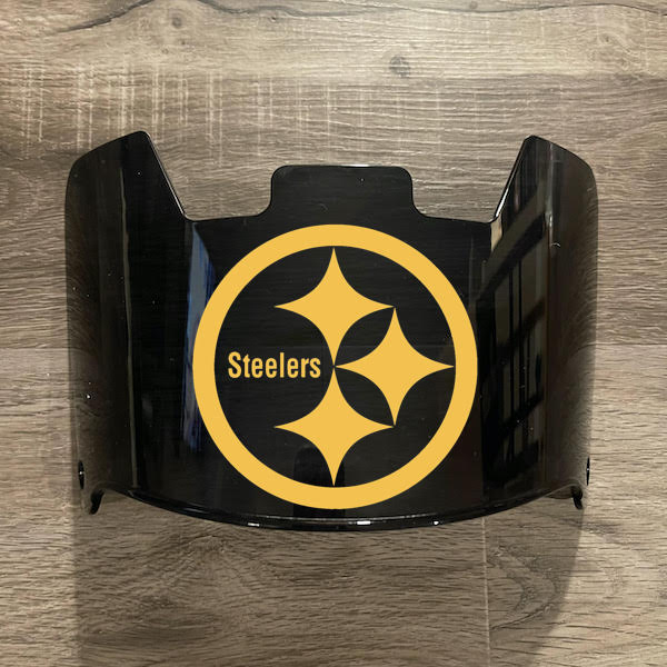 Pittsburgh Steelers Full Size Football Helmet Visor Shield Black Dark Tint w/ Clips - PICK LOGO COLOR