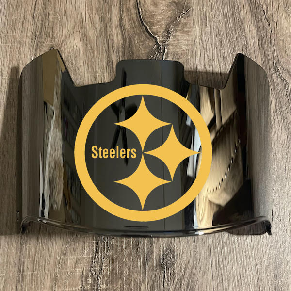 Pittsburgh Steelers Full Size Football Helmet Visor Shield Silver Chrome Mirror w/ Clips - PICK LOGO COLOR